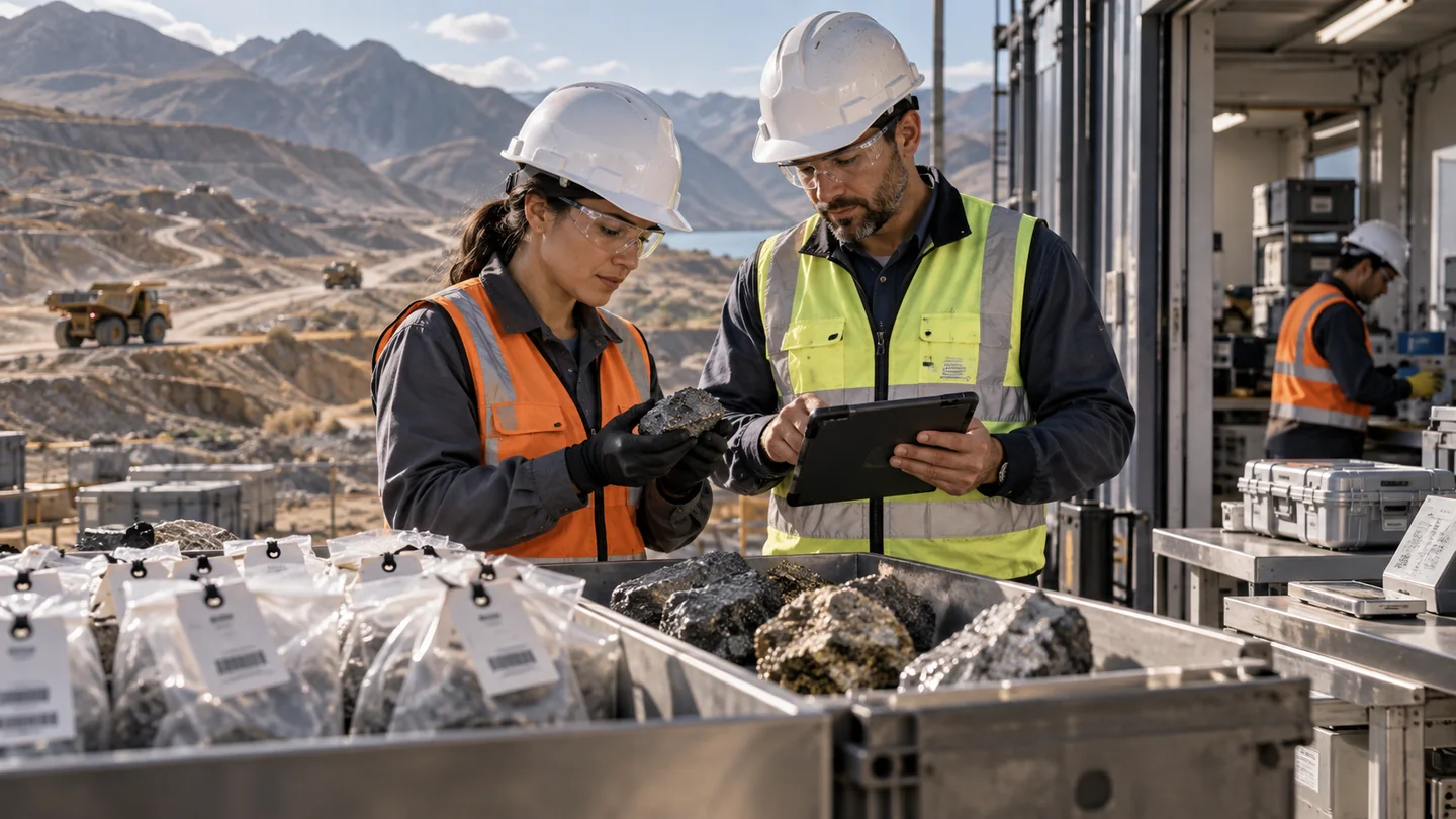 Mineral source verification, sampling and traceability controls at an operating site
