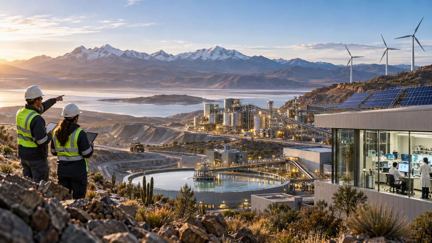 Modern mineral processing operation integrated with renewable energy and technical laboratories